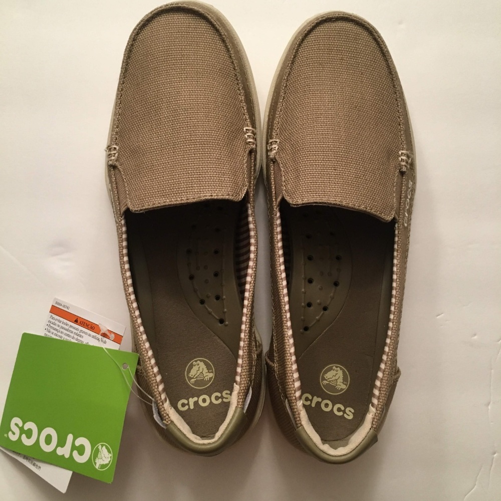 NWT CROCS Walu Canvas Loafer-Khaki Women's Sz 7
